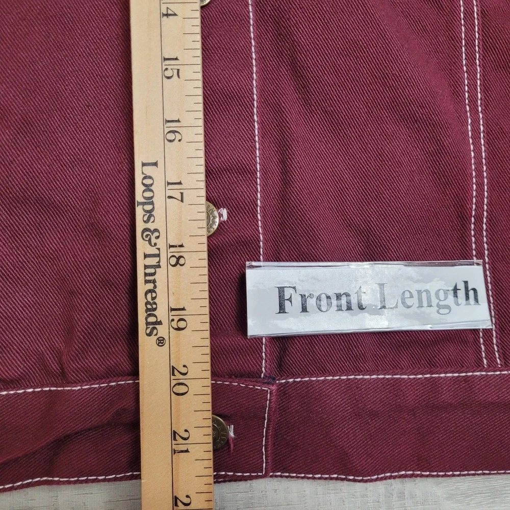Vintage 90s NAVE Denim Jacket Vest Mens XL Burgundy Maroon Streetwear Made USA
